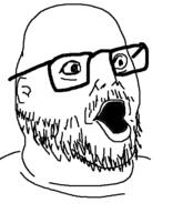 ear glasses meta:tagme mustache open_mouth soyjak stubble variant:unknown // 472x521 // 31.3KB