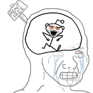 animated antenna dance ear full_body glasses open_mouth orange_eyes reddit reddit_moment rent_free soyjak stubble text variant:snoojak wojak // 939x916 // 384.1KB