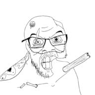 angry body_horror clenched_teeth glasses horror scar soyjak stitch stubble variant:feraljak worm // 1024x1024 // 110.3KB