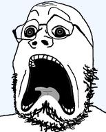 glasses open_mouth scared soyjak stubble subvariant:doctos template tongue transparent_background variant:gapejak // 1000x1250 // 77.3KB