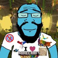 alex's_caves balding beard blue blue_skin calm closed_eyes closed_mouth clothes create_mod glasses heart i_love minecraft smile soyjak subvariant:science_lover text tshirt variant:markiplier_soyjak // 400x400 // 46.2KB