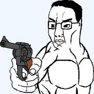 glasses gun hair holding_object looking_to_the_left muscular_male revolver series:chud's_hitman series:fusionjaks subvariant:kuzjak_gun subvariant:muscular_chud transparent_background variant:chudjak // 324x323 // 11.9KB