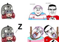 4soyjaks badge bloodshot_eyes buhanka_chan closed_mouth comic crying dead ear flag glasses hair hanging mustache open_mouth purple_hair rope russia russo_ukrainian_war smile soyjak stubble subvariant:chudjak_front subvariant:patrick suicide swastika text tongue tranny variant:bernd variant:chudjak yellow_teeth z_(russian_symbol) // 1774x1263 // 1.2MB