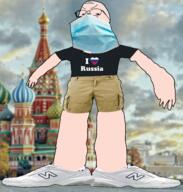 angry bloodshot_eyes clothes facemask flag full_body glasses i_love irl_background kolyma moscow new_balance pink_skin russia shoe soyjak st_basils_cathedral stubble tshirt variant:gapejak // 1493x1570 // 2.2MB