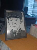 closed_mouth clothes communism ear frame hammer hammer_and_sickle hat irl kuz military_uniform necktie photo sickle soyjak suit suit_and_tie text variant:kuzjak // 960x1280 // 992.1KB