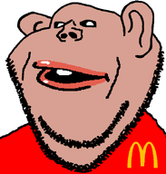amerimutt big_ears big_lips clothes ear eyes lips logo mcdonalds mouth nose open_mouth red_shirt skin stubble subvariant:impish_amerimutt tan_skin tooth variant:impish_soyak_ears variant:vlodson white_background // 598x628 // 9.3KB