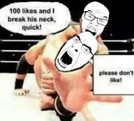 angry choke_hold glasses headlock irl john_cena mustache open_mouth soyjak soyjak_party strangling stubble text variant:cobson variant:feraljak wrestling wwe // 640x581 // 68.5KB