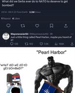 angry bloodshot_eyes clothes country crying distorted flag flag:nato flag:serbia gigachad glasses hat holding_flag holding_object nato screenshot serbia soyjak stretched_mouth subvariant:chudjak_front text twitter variant:chudjak variant:soyak // 1073x1334 // 99.3KB