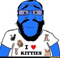 animal beard blue cat clothes glasses heart i_love ifunny kitten kitty skin soyjak stubble subvariant:science_lover variant:markiplier_soyjak white_shirt // 800x777 // 62.4KB
