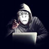 hack anonymous dark_background hack hacker meta:self_insert ominous subvariant:neutralplier variant:markiplier_soyjak // 400x400 // 113.1KB