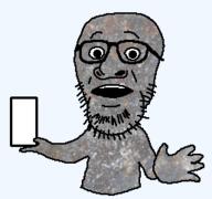 glasses holding_object holding_phone looking_at_you metal open_mouth rust soyjak stubble variant:huippee variant:unknown // 257x241 // 47.4KB