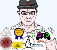 2014 2015 2016 4chan 8chan atheism award fedora gadsden_flag gamergate glasses k-on libertarian moe muscular_male rational richard_dawkins skeptic subvariant:muscular_chud the_god_delusion variant:chudjak wizardchan // 1059x929 // 323.2KB