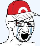 anime ash_ketchum baseball_cap bloodshot_eyes clothes crying glasses hat open_mouth pokemon red_hat sad soyjak stubble variant:soyak // 612x699 // 227.8KB