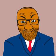 brown_hair brown_skin clothes glasses meta:tagme necktie smile soyjak stubble suit variant:el_perro_rabioso // 1679x1679 // 1021.4KB