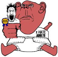 adult angry award baby diaper hate i_hate red_skin subvariant:pissbaby variant:impish_soyak_ears variant:markiplier_soyjak // 1480x1452 // 222.7KB