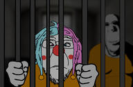 2soyjaks blurred_background clothes clown clown_nose colorful_hair fist giggly_goon_clown glasses hair hand heterochromia holding_object imminent_rape irl_background jail jumpsuit lipstick makeup mascara ominous prison_cell prison_rape prisoner red_nose scared smile stubble subvariant:hornyson tranny variant:bernd variant:cobson // 1640x1080 // 214.4KB