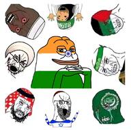 3soyjaks angry arabic_text beard closed_mouth crying flag flag:india flag:israel flag:palestine frog hinduism india islam israel judaism open_mouth palestine pepe red_sclera smile soyjak star_of_david stubble teeth variant:cryboy_soyjak variant:soyak variant:wojak // 1098x1088 // 258.1KB