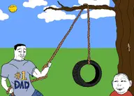 blue_shirt child clothes cloud dark_hair ear father glasses grass hair jeans muscles muscular_male red_shirt rope sky smile son stubble subvariant:kevin subvariant:wholesome_soyjak sun swing tire tire_swing tree tshirt tyre tyre_swing variant:chudjak variant:gapejak variant:kuzjak // 2100x1500 // 702.5KB
