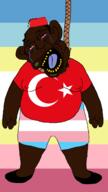 amerimutt black_lives_matter black_skin bloodshot_eyes crying fez fist flag:lgbt_pride_flag flag:map flag:minor_attracted_person flag:pan-african flag:transgender_pride_flag flag:turkiye meta:tagme open_mouth rope soyjak subvariant:ackmutt suicide tongue trend:slopjak turkiye variant:bernd yellow_sclera // 1296x2304 // 41.8KB