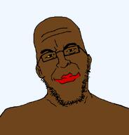 brown_skin glasses red_lips stubble transparent_background variant:epsteinjak yellow_eyes yellow_sclera // 616x642 // 11.7KB