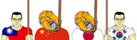 china flag:china flag:japan flag:south_korea flag:taiwan glasses hanging japan korea open_mouth orange_skin soyjak stubble subvariant:chudjak_front subvariant:muscular_chud taiwan variant:bernd variant:chudjak yellow_skin // 2680x780 // 979.7KB