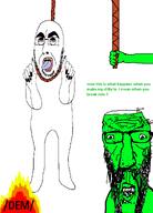 dem banned_user bloodshot_eyes cobsontalks dead fire hanging limeade_(user) meta:namefags open_mouth seething variant:cobson variant:maxjak youtuber // 862x1200 // 116.6KB