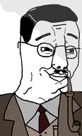 anton_drexler closed_mouth clothes glasses hair mustache nazbol nazism necktie pipe round_glasses smile smoke smoking soyjak variant:chudjak // 640x1056 // 67.2KB