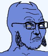 alternate angry blue_skin closed_mouth discord frown glasses horn looking_to_the_right punisher_face soyboy soyjak stubble subvariant:soyak_34 transparent_background variant:soyak white_sclera wojak wrinkles // 605x700 // 15.3KB