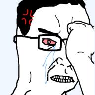 bloodshot_eyes crying glasses hand pink_eyes seething tear variant:chudjak vein // 600x600 // 31.5KB