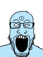 blue_skin doctor_manhattan glasses jawn_117 open_mouth ra's_al_gore soyjak stubble twitter variant:markiplier_soyjak watchmen white_eyes // 600x800 // 11.9KB
