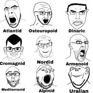 alpinid armenoid atlantid cromagnid dinaric mediterrenean multiple_soyjaks nordic osteuropoid phenotype race subvariant:chudjak_front taxonomy uraloid variant:brandon variant:chudjak variant:cobson variant:feraljak variant:gapejak variant:imhotep variant:impish_soyak_ears variant:nojak variant:soyak // 3464x3464 // 1.2MB