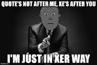 black_and_white donald_trump grey_skin impact_font neopronouns neutral pointing pointing_at_viewer quote quote_(user) variant:vlodson // 612x408 // 106.7KB