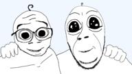 2soyjaks baby deformed friendship glasses hand hugging no_more_brother_wars series:trios_&_duos smile soyjak stubble subvariant:gabriel subvariant:gerald transparent_background variant:cobson variant:feraljak // 1920x1080 // 189.0KB