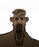 brown_skin flavor flavorjak glasses lips oh_my_god_she_is_so_attractive poop stretched_chin stretched_mouth stubble subvariant:longplier variant:markiplier_soyjak // 900x1100 // 302.0KB