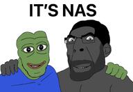 amphibian blue_shirt english_text frog gigachad glasses green_skin grey_skin its_over looking_at_you meta:nas nas nas:gigachad nas:pepe not_a_soyjak pepe pepe_the_frog smile stubble text variant:cobson variant:feraljak // 1567x1079 // 144.0KB