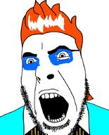 clothes david_bowie makeup meta:tagme open_mouth orange_hair soyjak stubble variant:cobson // 721x891 // 115.0KB