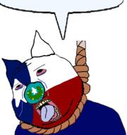 bloodshot_eyes crying flag hanging oink open_mouth pig rope soyjak stubble subvariant:massjak suicide texas tongue variant:gapejak yellow_teeth // 768x818 // 163.9KB