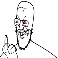 angry bloodshot_eyes eyebrows glasses hand middle_finger pink_eyes stubble variant:headjak // 731x732 // 8.1KB