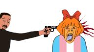 2soyjaks ack anti_ongezellig blood firearm gun holding_gun holding_object holding_pistol meta:tagme mymy negan ongezellig pistol soyjak tranny trans_flag variant:bernd variant:chudjak // 1206x670 // 303.4KB