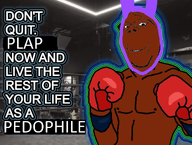 boxing boxing_glove brown_skin circus_2_(namefag) looking_at_you low_quality meta:namefags pedophile plap subvariant:wholesome_soyjak text variant:gapejak // 1189x900 // 910.9KB