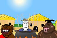 3soyjaks angry artist:sectionalism black_skin boater_hat bone cannibalism clothes glasses grass hair hat jungle_jitters lips looney_tunes mudhut neutral sky stew stubble subvariant:impish_tyrone subvariant:neutralplier suit sun tyrone variant:impish_soyak_ears variant:markiplier_soyjak variant:meximutt // 1200x800 // 182.2KB