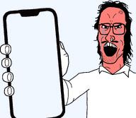 collar collared_shirt crybaby cryboy crying gape glasses hair holding_phone long_hair mullet mustache nose_piercing nose_ring phone red_skin scream screaming showing_phone showing_something subvariant:mulletjak_phone upset variant:mulletjak // 1780x1550 // 49.2KB