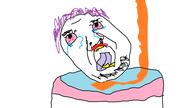 bloodshot_eyes crying flag hair hanging mustache open_mouth purple_hair redraw rope soyjak stubble suicide tongue tranny variant:bernd yellow_teeth // 960x540 // 41.7KB