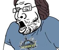 clothes glasses hair i_fucking_love_science open_mouth soyjak stubble variant:unknown // 365x314 // 94.3KB