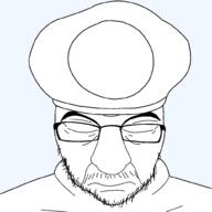 closed_eyes closed_mouth clothes eyebrows glasses hat soyjak stubble subvariant:shane transparent_background variant:feraljak // 1000x1000 // 42.1KB