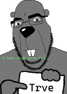 animal animal_ears beaver fact furry glasses gray_skin greentext holding_object holding_sign lyrics niche pointing_at_object sharp_teeth sign stubble teeth trve variant:cobson white_background // 800x1127 // 35.9KB