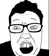 clothes crying glasses hair merge mustache open_mouth soyjak variant:feraljak variant:mrnebula // 637x723 // 86.8KB