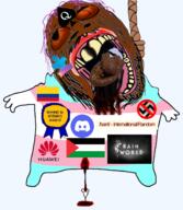 anti_nazi autism award bant_(4chan) beard blood brown_skin brown_troonjak chud_(boorufag) chud_(soybooru) colombia discord distorted full_body glasses huawei meta:op_took_a_selfie_of_xerself open_mouth palestine penis purple_hair queen_of_spades rain_world soyjak swastika text trend:slopjak variant:bernd xitter_userbase // 549x631 // 278.1KB