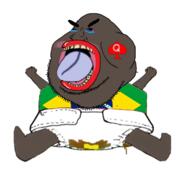 amerimutt angry arm baby black_skin bloodshot_eyes brazil crying diaper distorted flag:brazil full_body joel leg nivero open_mouth poop queen_of_hearts shitskin soyjak stubble subvariant:pissbaby variant:meximutt // 1244x1193 // 670.3KB