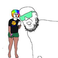 beard clown female glasses goyimtv jon_minadeo_ii mixed_race mudshark mutt ribbon variant:unknown // 604x606 // 92.9KB